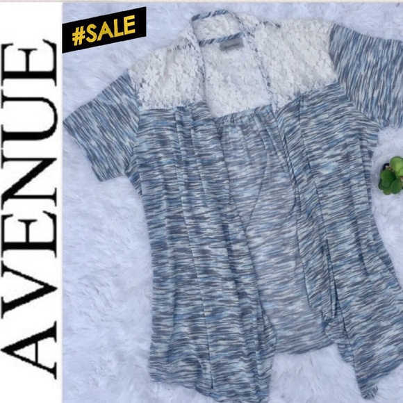 Avenue Sweaters - Avenue Lace Draped Open Cardigan 18/20 Plus Size